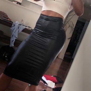 Faux leather midi skirt